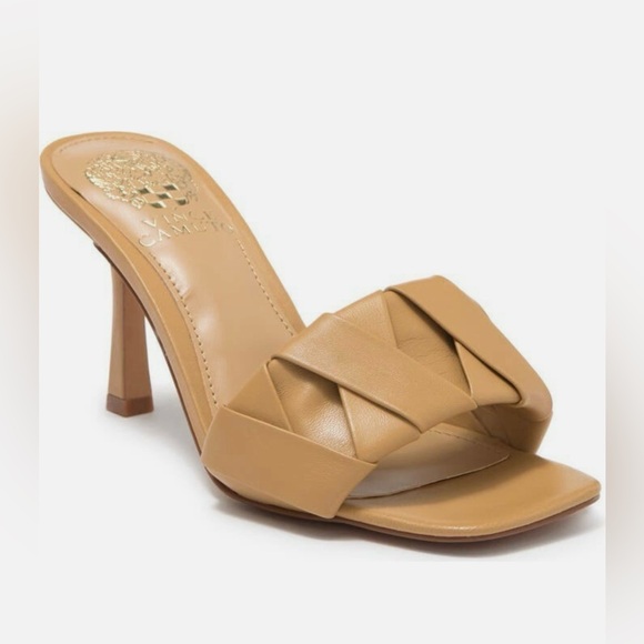 Vince Camuto Shoes - Vince Camuto Endonta Pintucked Braided Leather Stiletto Sandal - Tan - size 7